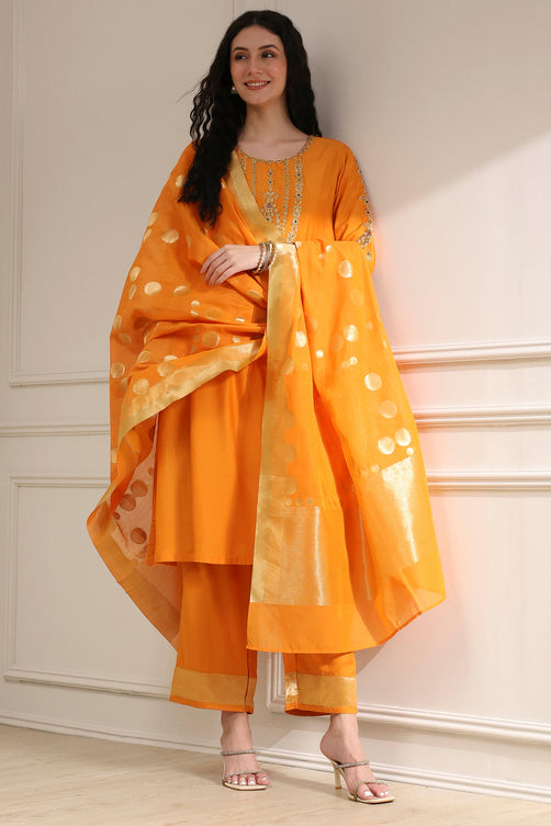 Old Rose Solid Straight Suit Set