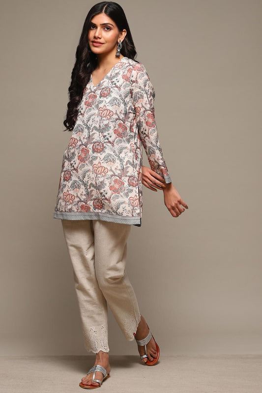 Natural Cotton Blend Straight Pants