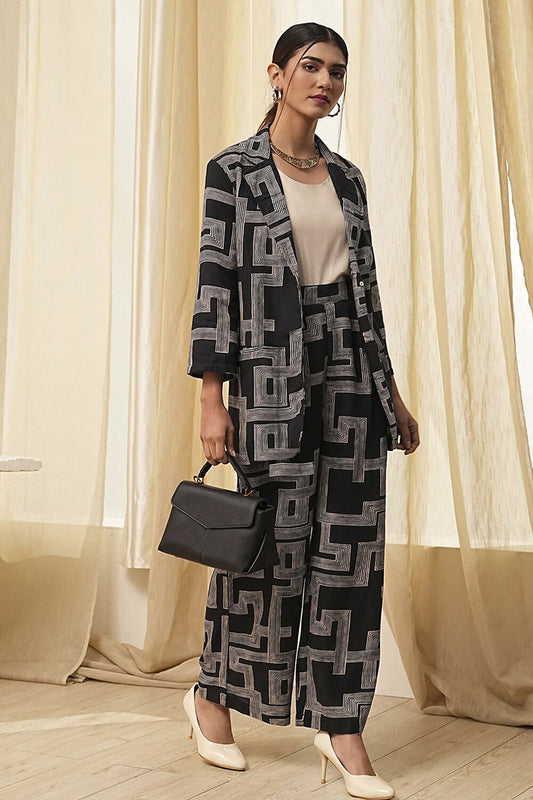 Black Viscose Printed Co-ord Set